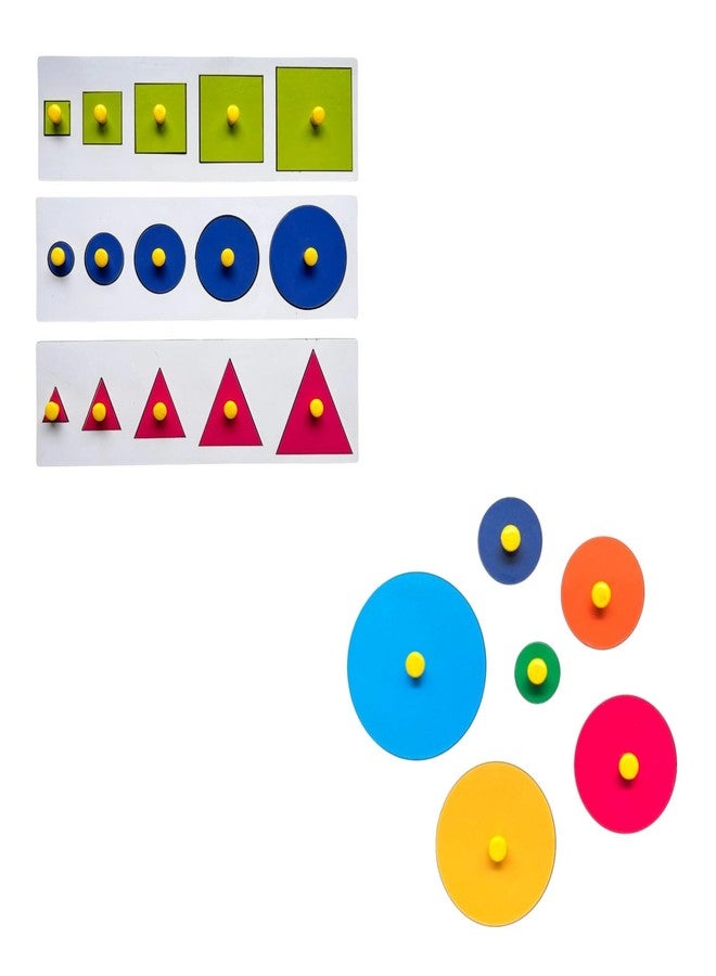 Kiddiwinks Seriation Puzzle Combo for Kids - Montessori-Inspired Shape Sorting and Size Sequencing Toy - Educational Learning Puzzle with Circles, Squares & Triangles - Develop Fine Motor and Cognitive Skills - Image 1
